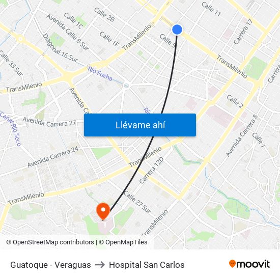 Guatoque - Veraguas to Hospital San Carlos map