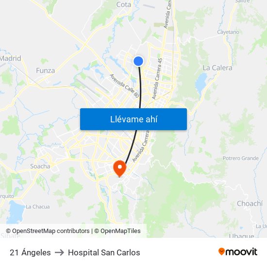 21 Ángeles to Hospital San Carlos map
