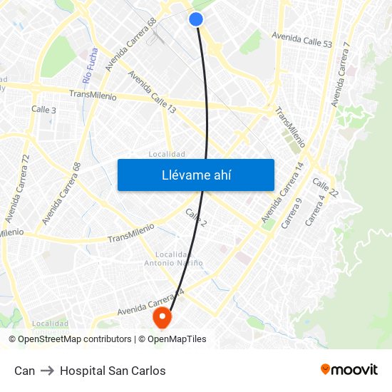 Can to Hospital San Carlos map