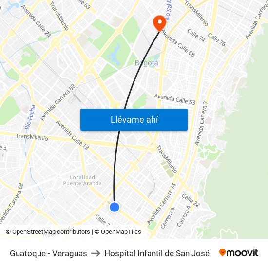 Guatoque - Veraguas to Hospital Infantil de San José map