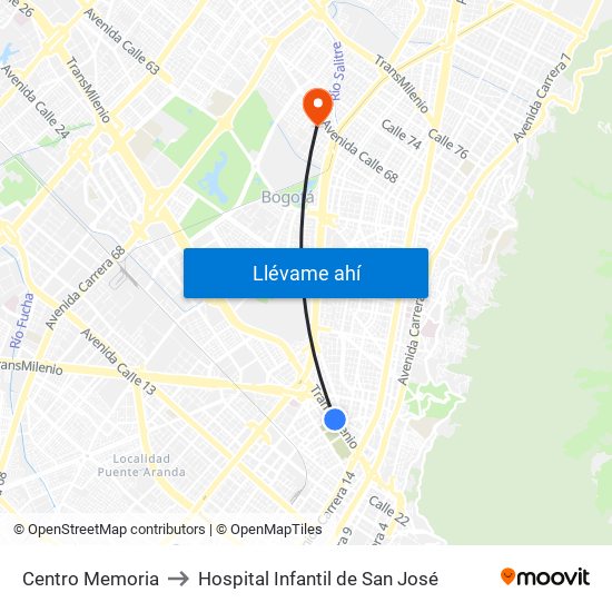 Centro Memoria to Hospital Infantil de San José map
