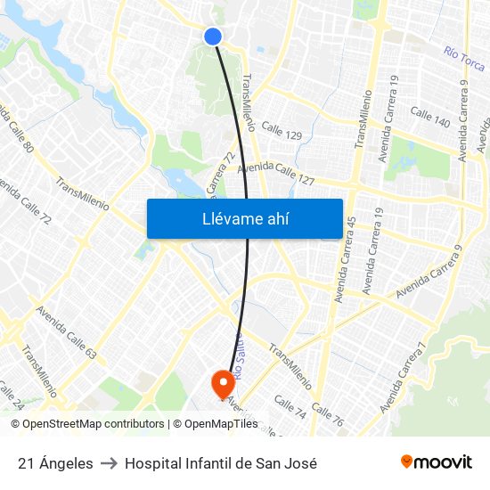 21 Ángeles to Hospital Infantil de San José map