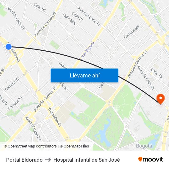 Portal Eldorado to Hospital Infantil de San José map