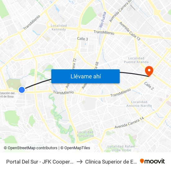 Portal Del Sur - JFK Cooperativa Financiera to Clínica Superior de Especialistas map
