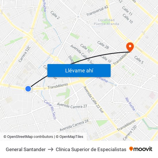 General Santander to Clínica Superior de Especialistas map