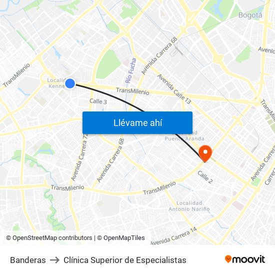 Banderas to Clínica Superior de Especialistas map