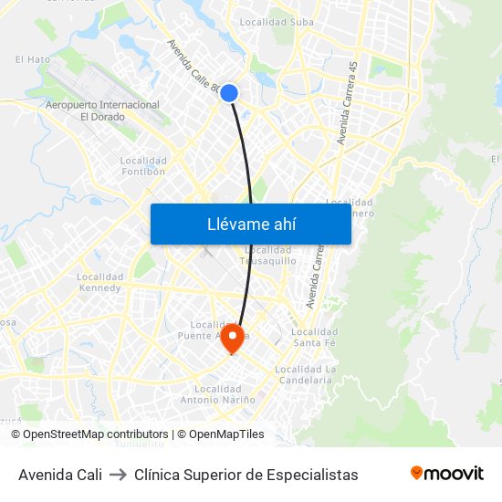 Avenida Cali to Clínica Superior de Especialistas map