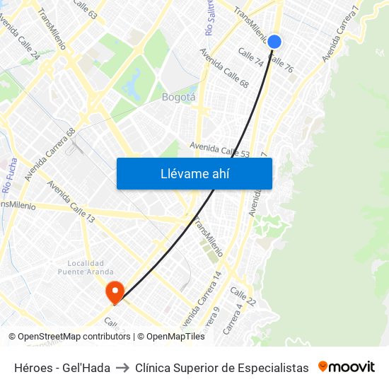 Héroes - Gel'Hada to Clínica Superior de Especialistas map