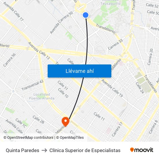 Quinta Paredes to Clínica Superior de Especialistas map