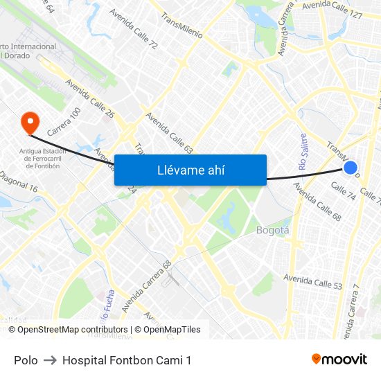 Polo to Hospital Fontbon Cami 1 map