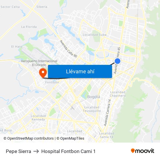 Pepe Sierra to Hospital Fontbon Cami 1 map