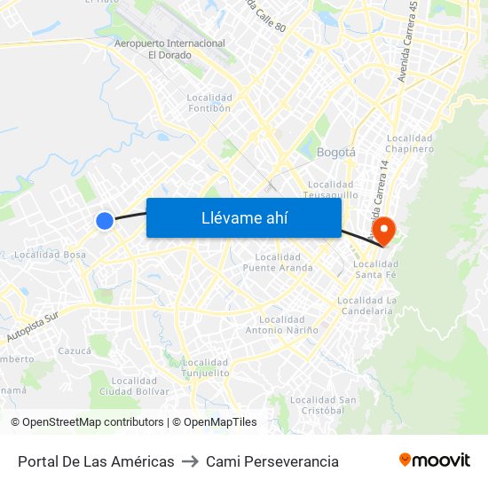 Portal De Las Américas to Cami Perseverancia map