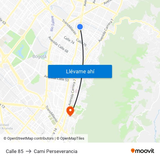 Calle 85 to Cami Perseverancia map