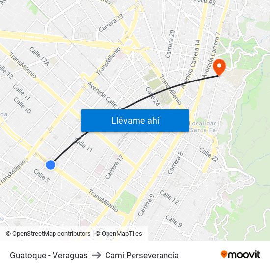 Guatoque - Veraguas to Cami Perseverancia map