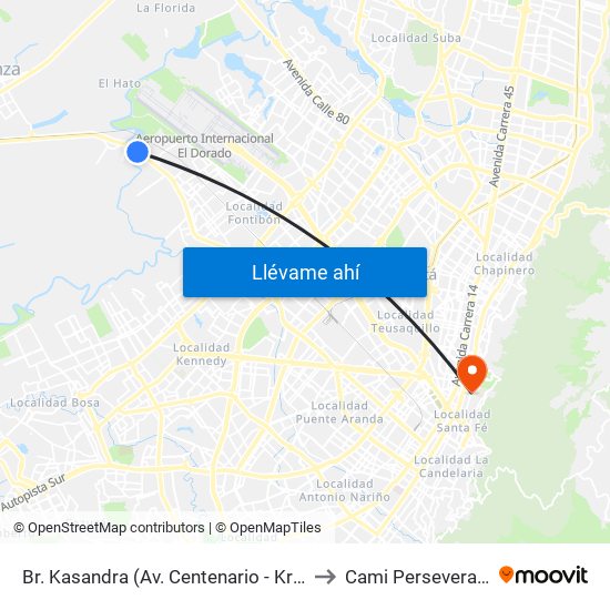 Br. Kasandra (Av. Centenario - Kr 134a) to Cami Perseverancia map