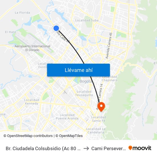 Br. Ciudadela Colsubsidio (Ac 80 - Kr 112a) to Cami Perseverancia map