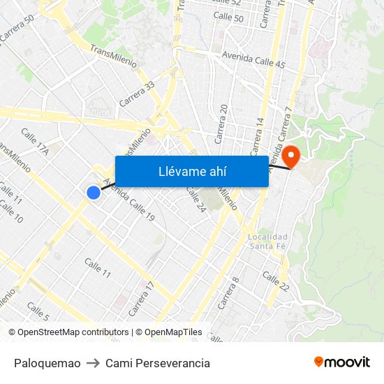 Paloquemao to Cami Perseverancia map