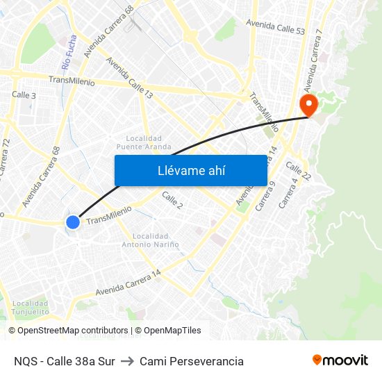 NQS - Calle 38a Sur to Cami Perseverancia map