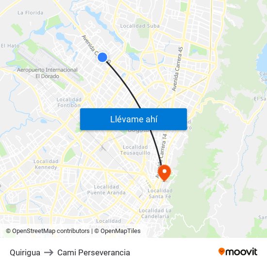 Quirigua to Cami Perseverancia map