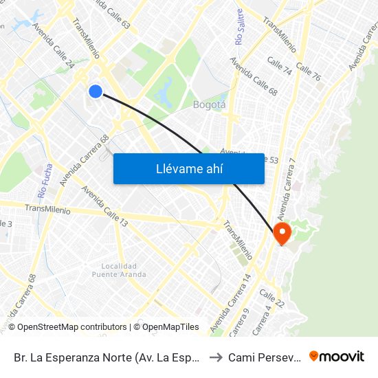 Br. La Esperanza Norte (Av. La Esperanza - Kr 69d) to Cami Perseverancia map