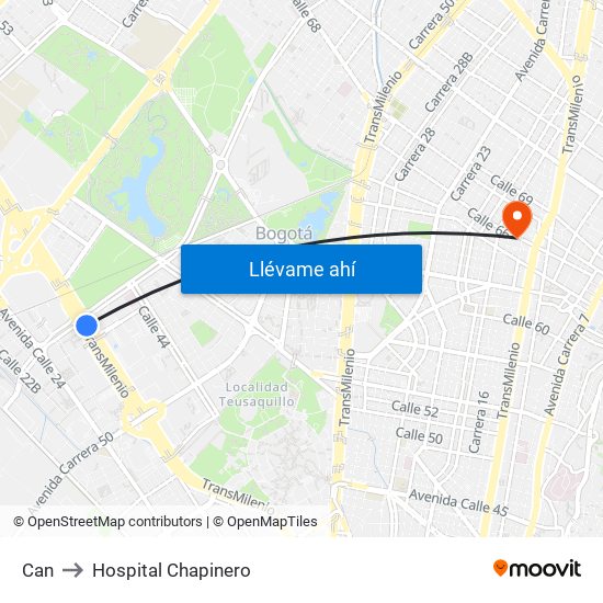 Can to Hospital Chapinero map