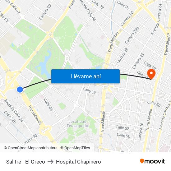 Salitre - El Greco to Hospital Chapinero map