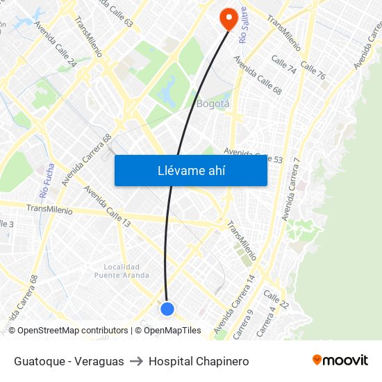 Guatoque - Veraguas to Hospital Chapinero map