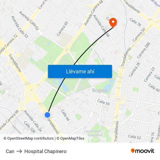 Can to Hospital Chapinero map