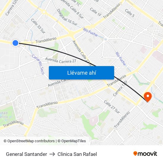 General Santander to Clinica San Rafael map