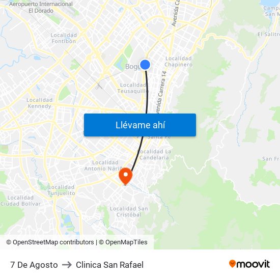 7 De Agosto to Clinica San Rafael map