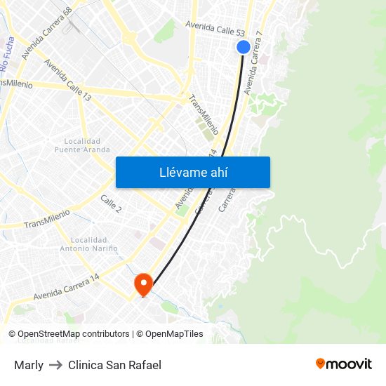 Marly to Clinica San Rafael map