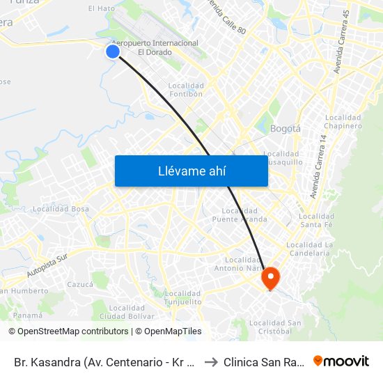 Br. Kasandra (Av. Centenario - Kr 134a) to Clinica San Rafael map