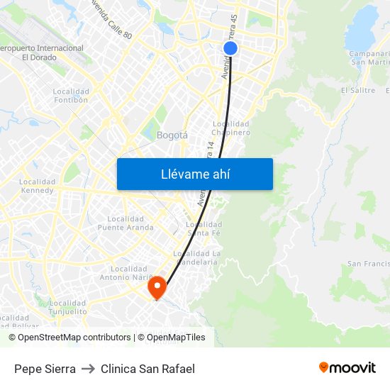 Pepe Sierra to Clinica San Rafael map