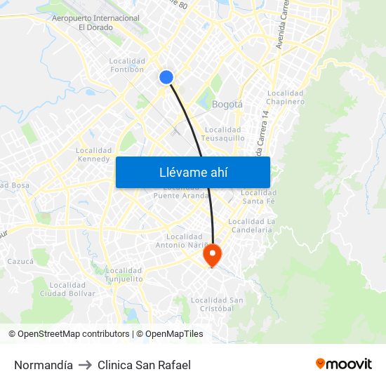 Normandía to Clinica San Rafael map