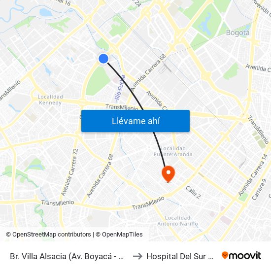 Br. Villa Alsacia (Av. Boyacá - Cl 12a) (A) to Hospital Del Sur UPA 36 map