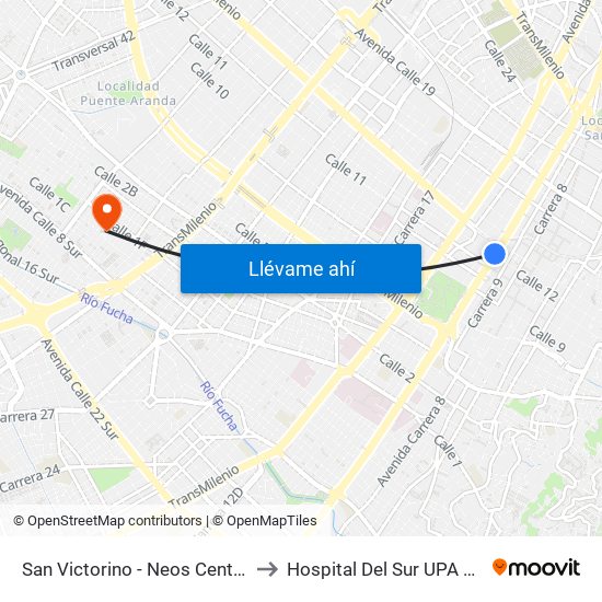 San Victorino - Neos Centro to Hospital Del Sur UPA 36 map