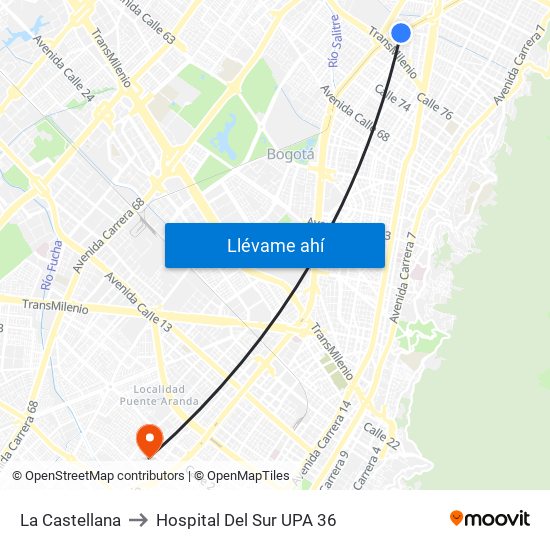 La Castellana to Hospital Del Sur UPA 36 map