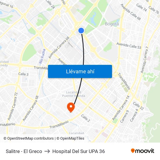 Salitre - El Greco to Hospital Del Sur UPA 36 map