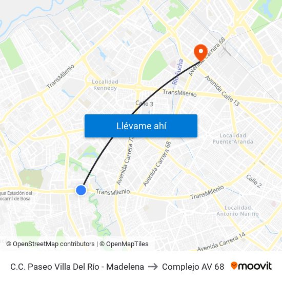 C.C. Paseo Villa Del Río - Madelena to Complejo AV 68 map