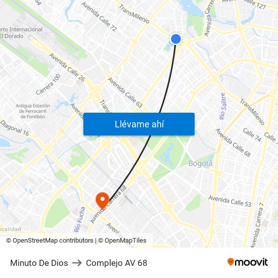 Minuto De Dios to Complejo AV 68 map