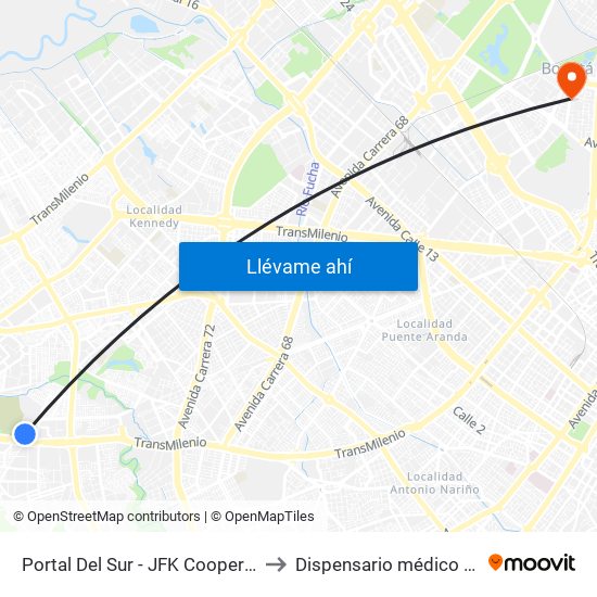 Portal Del Sur - JFK Cooperativa Financiera to Dispensario médico Fuerza Aérea map