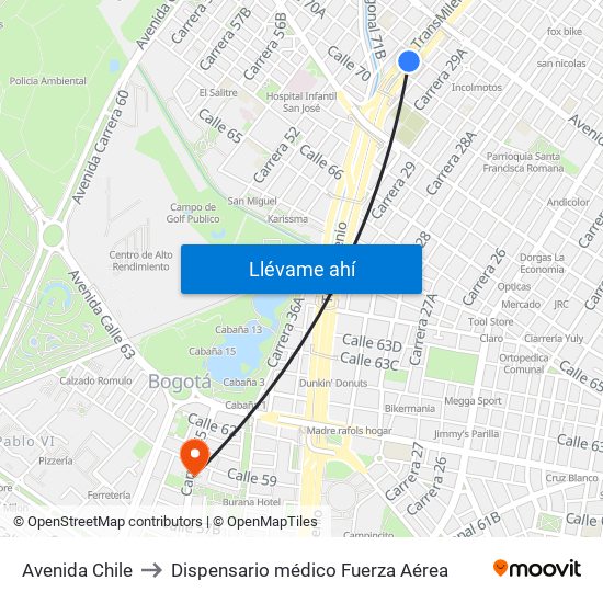 Avenida Chile to Dispensario médico Fuerza Aérea map