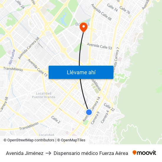 Avenida Jiménez to Dispensario médico Fuerza Aérea map