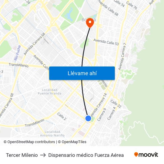 Tercer Milenio to Dispensario médico Fuerza Aérea map