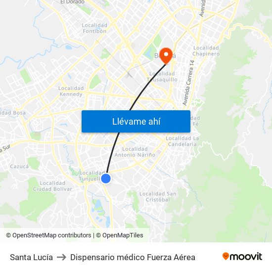 Santa Lucía to Dispensario médico Fuerza Aérea map