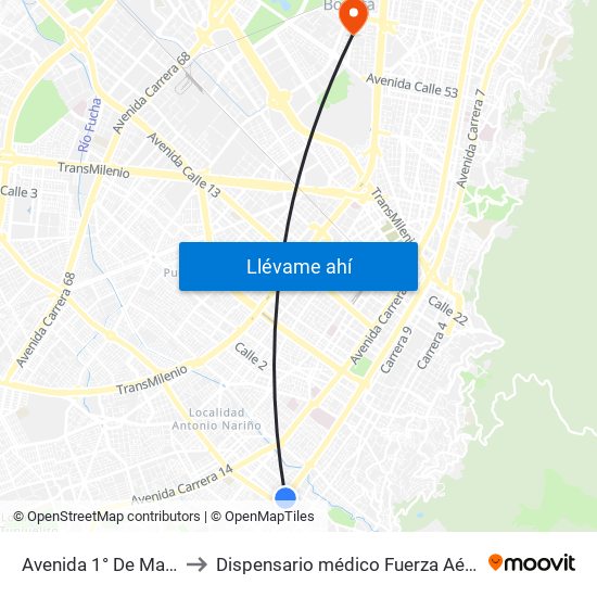 Avenida 1° De Mayo to Dispensario médico Fuerza Aérea map