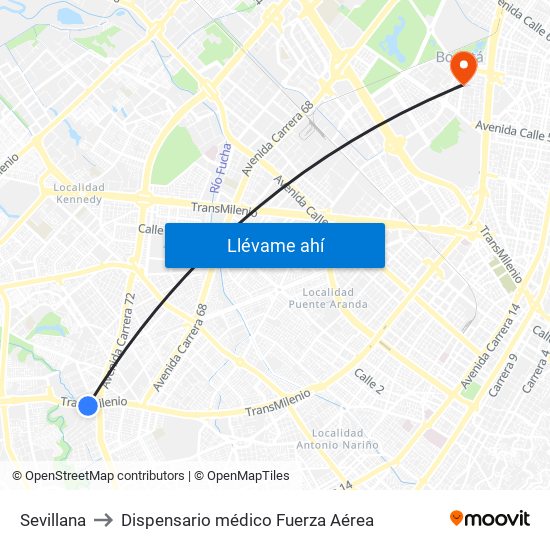 Sevillana to Dispensario médico Fuerza Aérea map