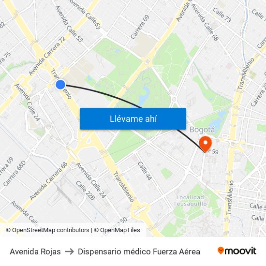 Avenida Rojas to Dispensario médico Fuerza Aérea map