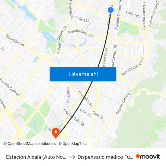 Estación Alcalá (Auto Norte - Cl 136) to Dispensario médico Fuerza Aérea map