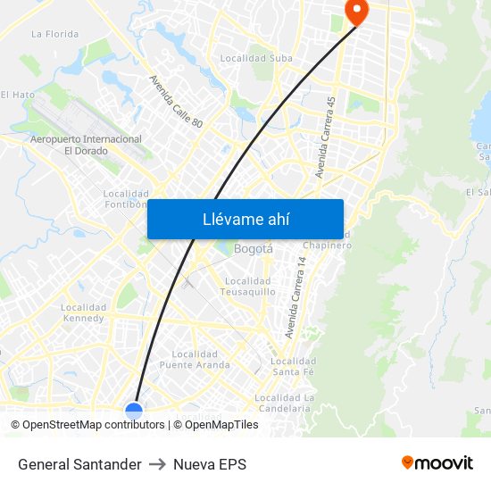 General Santander to Nueva EPS map